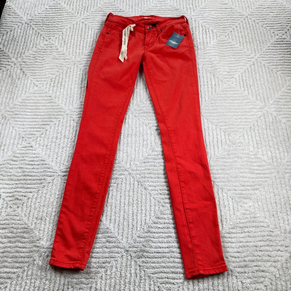 Lucky Brand Charlie Super Skinny Jeans Women's 24 Red Low Rise Bold Indie NWT